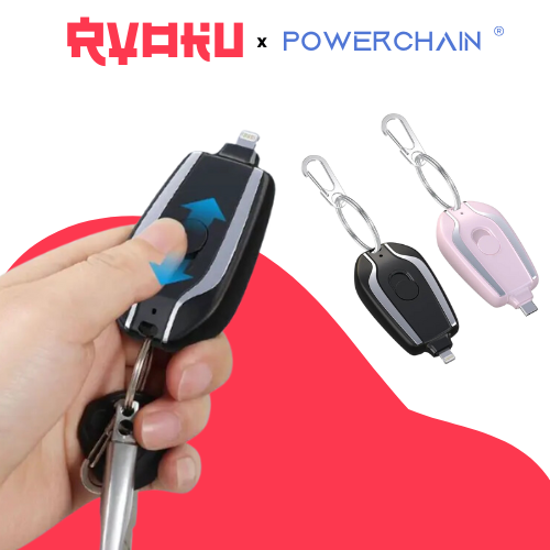 POWERCHAIN® | 1500mAh Rechargeable Keyring Pocket Power Bank for Android USB Type-C